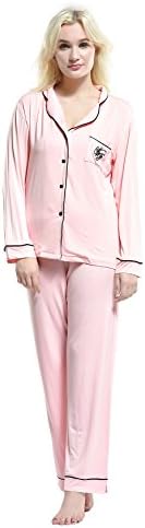 miyoyo Women Pajamas Sets Nightgowns Sleepwear Tracksuits Nightwear Modal (L, Pink)