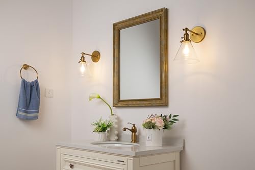 Permo Single Sconce with Funnel Flared Glass Clear Glass Shade 1-Light Wall Sconce Wall Lamp (Antique)