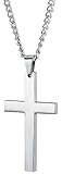 Areke Mens Cross Necklace for Men Women Unisex Stainless Steel Pendant Necklaces