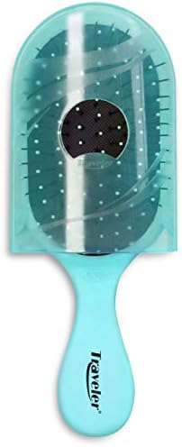 NuWay 4Hair! U.S. Patented Traveler Detangling Brush - Traveler mini with exclusive travel-case - Detangles wet or dry hair - Perfect size for your purse, pocket, kids, beach, and travel! (Soft Green)