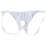 YiZYiF Men's Backless Mesh Pouch Jockstrap Thong Open Crotch Briefs Panty Shorts White