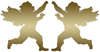 Pair Of Cherubs Angels - Vinyl Decal Sticker - 7.35" x 3.75" - Gold