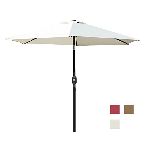 Blissun 7.5 ft Outdoor Market Patio Umbrella with Push Button Tilt and Crank (Beige)