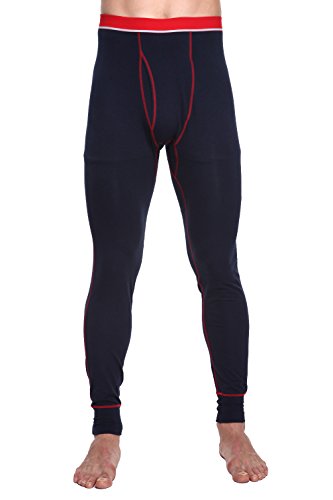 TONLEN Men's Mid-Weight Thermal Pants Cotton Long Johns Long Underwear Dark Blue L