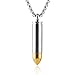 HZMAN Lord's Prayer Stainless Steel Cross Bullet Cremation Jewelry Keepsake Ash Urn Necklace (Silver Gold)