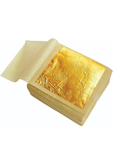 FGLC Gold Leaves 24k Edible Pure Veg Gold Leaves 75MM”x50MM” Size 25pcs Gold Vark Sheets, Varak for Sweets, Cake Decoration, Ice Cream, Serums, Ayurvedic Medicine, Royals Foods, Face Facial Spa, Nails