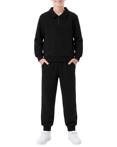 ZOEREA Boy Clothes 2PCS Zip Polo Sweatshirt Jogger Pants Outfit 13-14 Years at Amazon