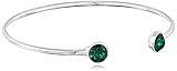 Oroclone Silver Plated 8mm Emerald Swarovski Bangle Bracelet