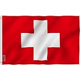 Anley Fly Breeze 3x5 Foot Switzerland Flag - Vivid Color and UV Fade Resistant - Canvas Header and Double Stitched - Swiss Flags Polyester with Brass Grommets 3 X 5 Ft