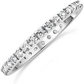 Sterling Silver Cubic Zirconia Stackable Eternity Band Ring