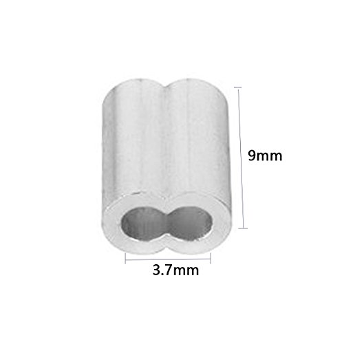 100 Pcs 1/16-inch Wire Rope Aluminum Sleeves Clip Fittings Cable Crimps, 10 pcs M2 Stainless Steel Thimble Combo, 6-Pcs Turnbuckle Tension Wire Rope with Eye&Hook (M4), Stainless Steel Kit, Aunifun - Thumbnail 6