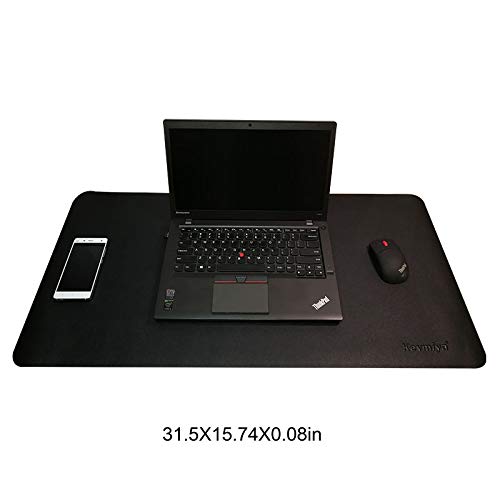 KEVMIYA Pad for Desk with Artificial Leather Material, 31.5X15.74X0.08in, Perfect mat for Home Laptop and Office Desk Working, Waterproof and Rectangular with Fillet, Double Sided (Black+Red)