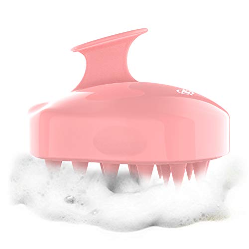 FREATECH Massager Shampoo Brush with Soft Silicone Bristles for Scalp Care, Shower Hair Scalp Scrubber Exfoliator for Dandruff Removal and Hair Growth, Wet & Dry for Men, Women and Kids, Pink - Thumbnail 7