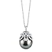 THE PEARL SOURCE 13-14mm Baroque Black Tahitian Cultured Pearl & Cubic Zirconia Anais Pendant Necklace for Women