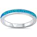 .925 Sterling Silver Womens Created Opal Eternity Wedding Stackable Band Ring Sizes 4-12