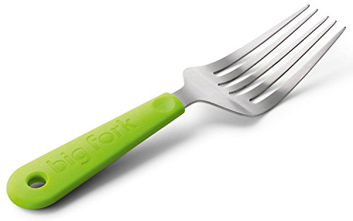 Big Fork, Large Cooking Fork BBQ & Grilling Barbecue Jumbo Utensil Tool Salad and Spaghetti Server with Comfort Grip (Green)
