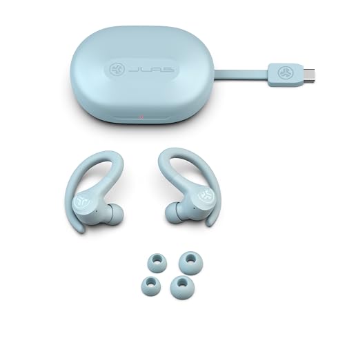 JLab, Go Sport+, True Wireless Workout Earbuds, Bluetooth Sport Earbuds, Clear Calling, Light Blue