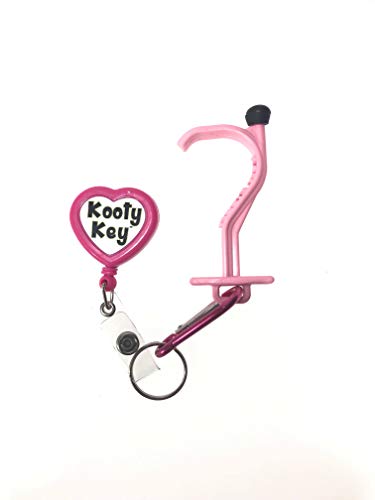 Kooty Key Germ Utility Hook Tool- Avoid Touching Bacteria Ridden Surfaces- Carabiner Included (Colors May Vary) (1 Pack, Pink)