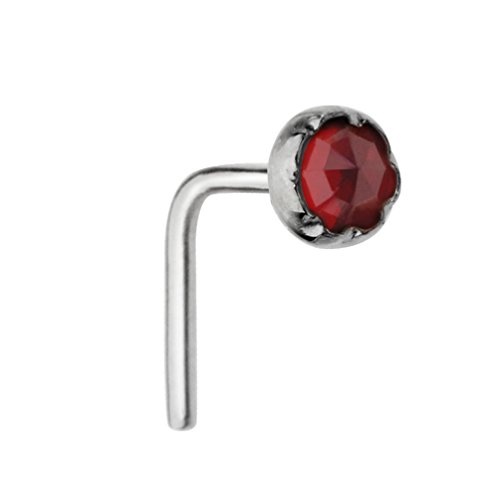 Nose ring - nose stud - sterling silver 20 gauge set wi…