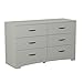 South Shore Step One 6-Drawer Double Dresser, Soft Gray with Matte Nickel Handles