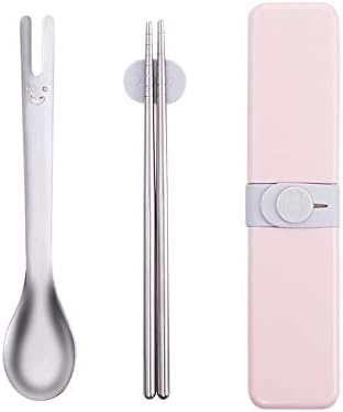 Chopsticks Reusable Portable Travel Utensil Flatware Set, Spoon and Chopsticks Dinnerware with Case for Student and Office Lady by HOLYMOOD