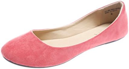 Womens PVC Suede Demi-01 Casual Ballerina Flat Shoes (Coral, Size 6.5)