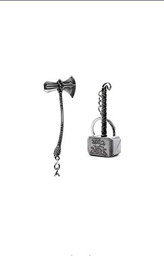 Keychain King Marvel Avengers Infinity War Thor Axe-Hammer & Mjolnir- Hammer Stormbreaker Silver Metal Keychain & Keyring (Pack of 2) for Bikes, Cars, Bags, Home, Cycle, Men, Women, Boys and Girls
