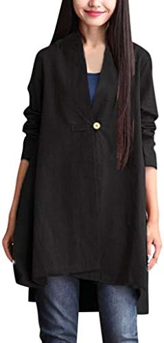 Littay Linen Long Sleeve Women Casual V-Neck Cotton Tunic/Top Blouse with Buttons
