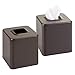 mDesign Modern Square Metal Paper Facial Tissue Box Cover Holder for Bathroom Vanity Countertops, Bedroom Dressers, Night Stands, Desks and Tables - 2 Pack - Matte Brown