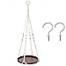 Supla 1 Pcs Macrame Hanging Shelf Macrame Plant Wooden Shelf Hanger Swing Shelf Floating Shelf Hanging Succulent Wall Planter and 2 Pcs Ceiling Screw Hooks Mother's Gift