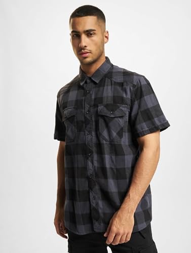 Check Shirt Short Sleeve, Color: black/grey, Size: L
