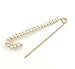 Odette Safety Pin Movement - Rhodium Plated Large Safety Pin Jewelry - Unique Punk Chic Brooch Style Pin - Catch Scarf or Lapel - Candy Cane Shape Plated Gold or Siver with Imitated Pearl (Gold)