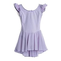 Elowel Kids Toddler Girls Sleeve Skirted Leotard Flutter Lavender Size 2-4