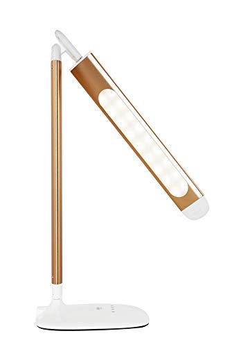 LED Desk Lamp, Flexible Gooseneck Table Lamp, 5 Color Temperatures with 7 Brightness Levels, Touch Control, Memory Function, 8.5W, Gold