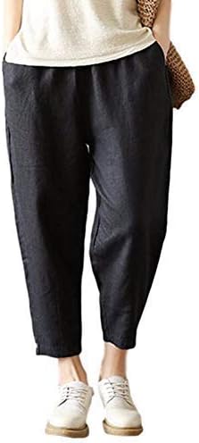 [フォーリーフ] 大人 カジュアル おしゃれ クロップドパンツ 麻 パンツ 無地 体型カバー 美脚効果 レディース