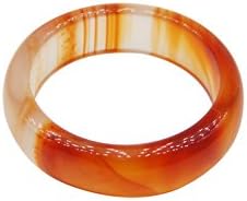 SUNNYHER Natural Sardonyx Red Lace Agate Carnelian Gemstone Plain Band Ring for Women Girls