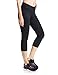 BALEAF Women's Yoga Capri Pants Workout Running Cropped Legging with Inner Pocket Non See Through Black Size S