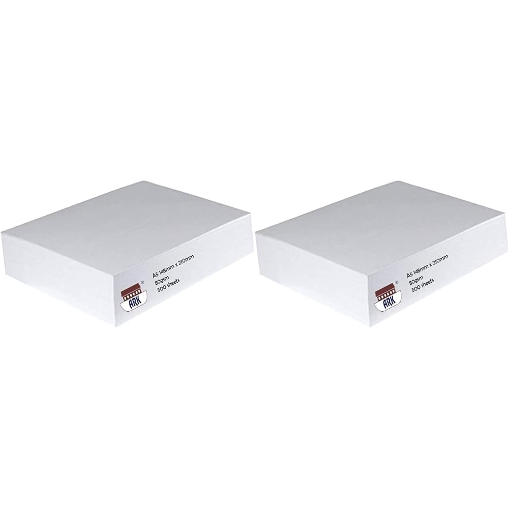 ARK A5 (148mm x 210mm) Everyday 80gsm Smooth White Printer Copier Paper, Multipurpose Office Paper (500 Sheets) (Pack of 2)