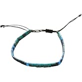 Beaded String Bracelet with Blue & Green Glass Beads for Women, Minimalist Style Bracelet for Her, Knot Adjustable