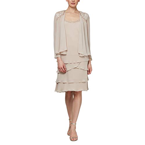 S L Fashions Womens Embellished Tiered Jacket Dress Petite Regular |  Desertcart Brunei