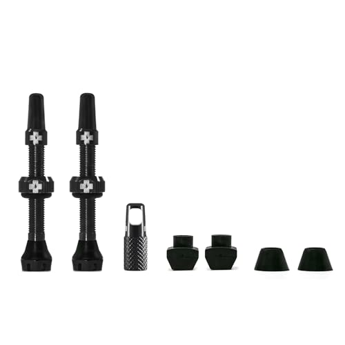 Muc-Off Schwarze Presta Tubeless Ventile, 44 mm - Hochwertige Anti-Leck Fahrradventile mit integriertem Werkzeug zum Entfernen des Ventilkerns