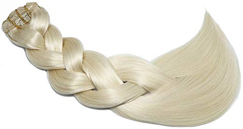 Aison 10 pcs 220g per package Clip in Human Hair Extensions 22 inch Platinum Blonde/lightest Blonde Thicken Double Weft 100% Remy Human Hair Super Real 9A grade Quality Silky Straight For Full Head