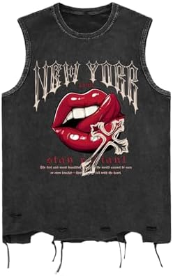 SOLY HUX Men's Summer Gothic Tank Top Graphic Print Distressed