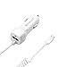 USB Type C Car charger, Getwow Universal Dual USB Car Charger with Built-in 6ft USB C Cable for Galaxy S8 / S8 Plus, LG G6 / G5, Google Pixel, Nexus 6P / 5X, Moto Z and More (White)