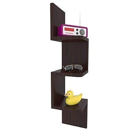Viki Furniture Zigzag Wall Mount Corner Shelf Unit 3 Shelves
