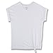 French Toast Girls' Big Short Sleeve V-Neck Side Knot Tee, White, M (7/8)