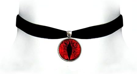 Victorian Vault Cat Dragon Eye Black Velvet Choker Steampunk Gothic Pendant Necklace