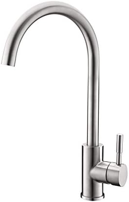Kablle 360 Degree Swivel Modern Hot&amp; Cold Mixer Single Handle Kitchen Sink Faucet Stainless Steel