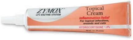 Zymox topical Cream with Hydrocortisone 1% Infections Wounds Hot spots Itching, atopic dermatitis, fold pyoderma (1oz)