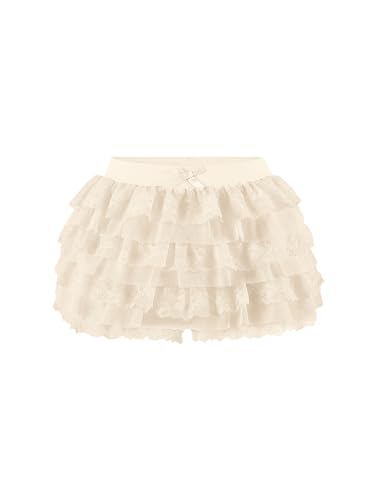 Women Y2K Lace Multi-Layered Bloomers, Lolita Ruffle Shorts, Sexy Short Pumpkin Pants, Elastic Waist Sweet Pettipants